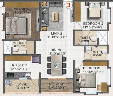 Needs 3 Project 168 3BHK