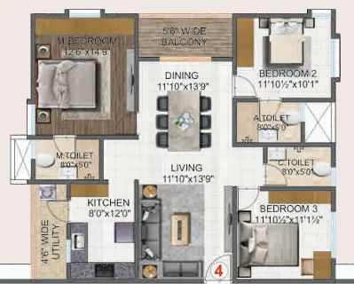 Needs 3 Project 168 3BHK